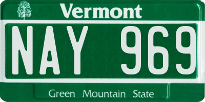 VT license plate NAY969