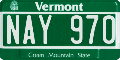 VT license plate NAY970
