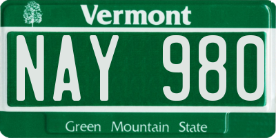 VT license plate NAY980