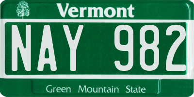 VT license plate NAY982