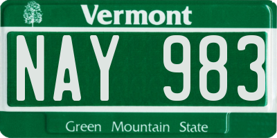 VT license plate NAY983