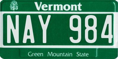 VT license plate NAY984