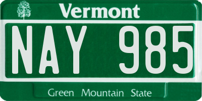 VT license plate NAY985