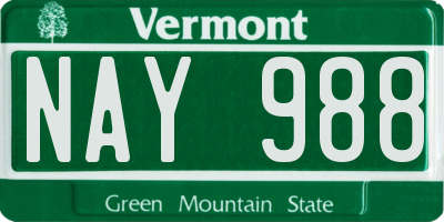 VT license plate NAY988