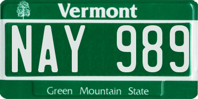 VT license plate NAY989
