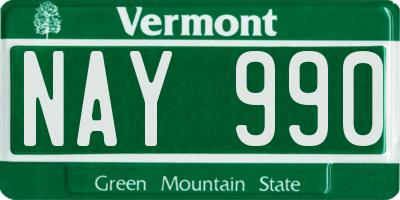 VT license plate NAY990