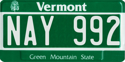 VT license plate NAY992