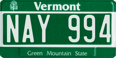 VT license plate NAY994