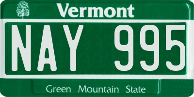 VT license plate NAY995