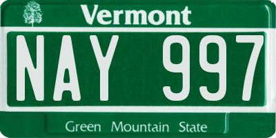 VT license plate NAY997