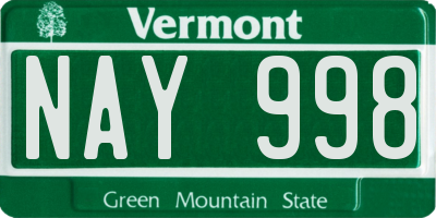 VT license plate NAY998