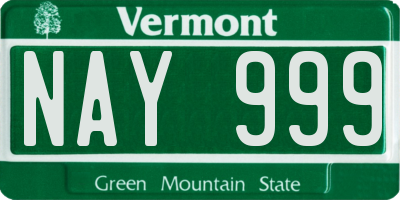 VT license plate NAY999