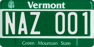 VT license plate NAZ001