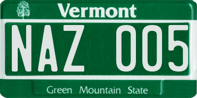 VT license plate NAZ005