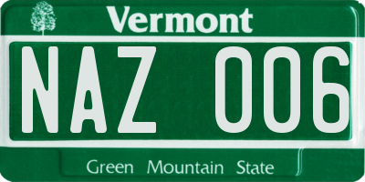 VT license plate NAZ006