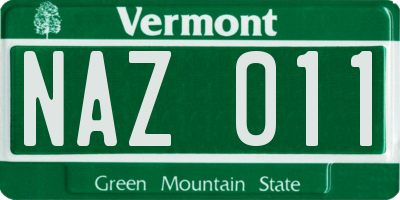VT license plate NAZ011