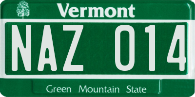 VT license plate NAZ014