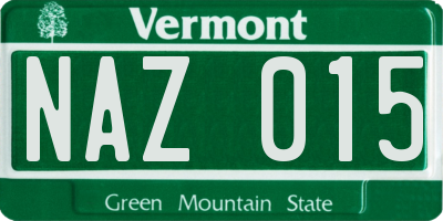VT license plate NAZ015