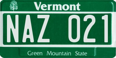 VT license plate NAZ021