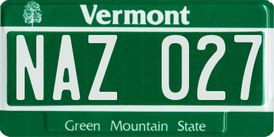 VT license plate NAZ027