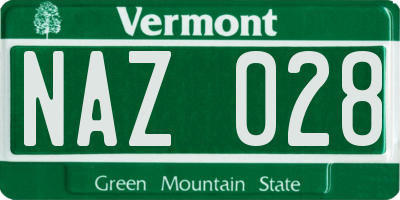 VT license plate NAZ028