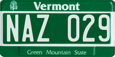 VT license plate NAZ029