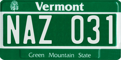 VT license plate NAZ031