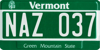 VT license plate NAZ037