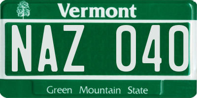 VT license plate NAZ040