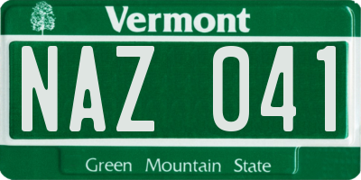 VT license plate NAZ041