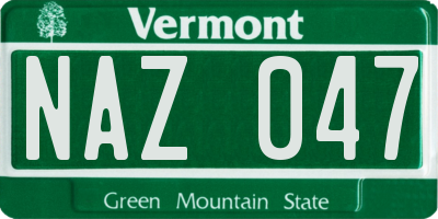 VT license plate NAZ047