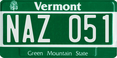 VT license plate NAZ051