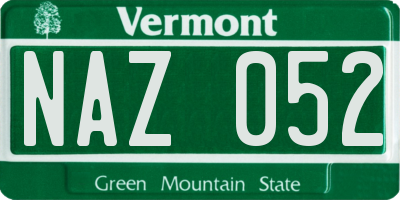 VT license plate NAZ052