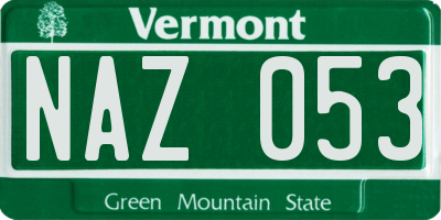 VT license plate NAZ053