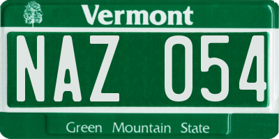 VT license plate NAZ054