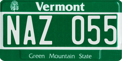 VT license plate NAZ055