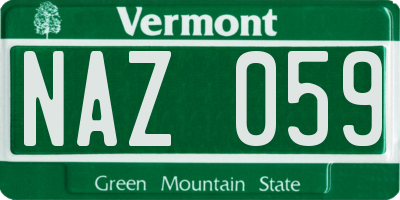 VT license plate NAZ059