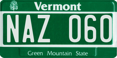 VT license plate NAZ060