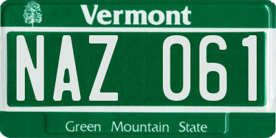 VT license plate NAZ061