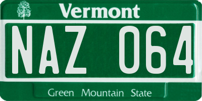 VT license plate NAZ064