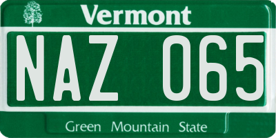 VT license plate NAZ065