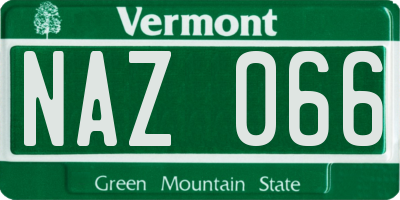 VT license plate NAZ066