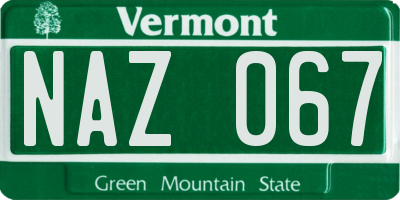 VT license plate NAZ067