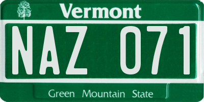 VT license plate NAZ071