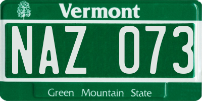 VT license plate NAZ073
