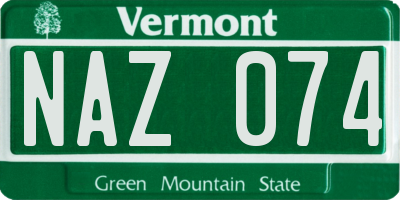 VT license plate NAZ074