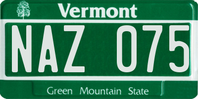 VT license plate NAZ075