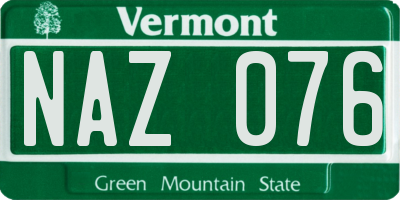 VT license plate NAZ076