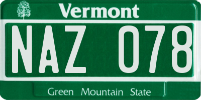 VT license plate NAZ078
