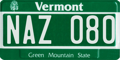 VT license plate NAZ080